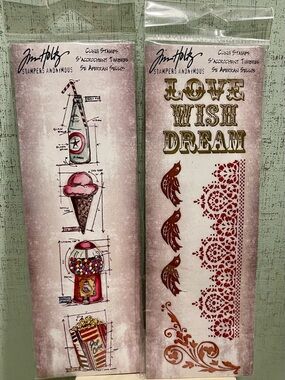 Tim Holtz Stamper's Anonymous Cling Stamp Sheets - Ice Cream & Sentiment Designs